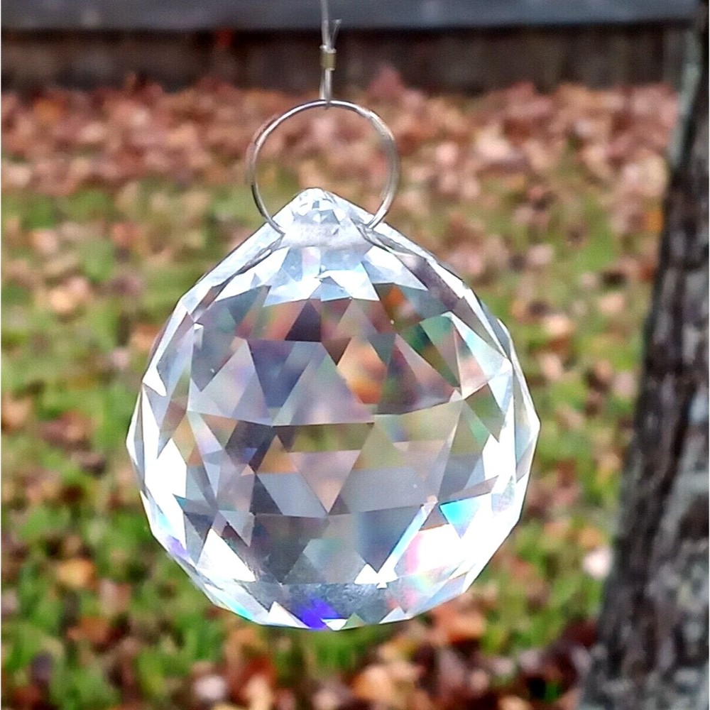 Clear Crystal Glass Faceted Ball Sphere Suncatcher Chandelier Part Sparkly!